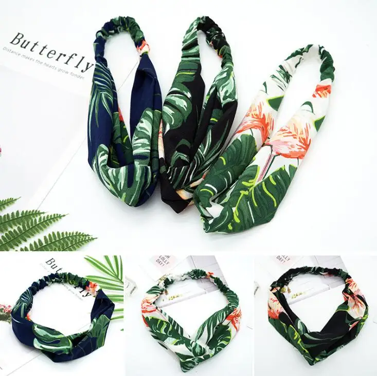 

Women Summer Bohemian Hair Bands Print Headbands Retro Cross Turban Bandage Bandanas HairBand Hair Accessories Headwrap Headwear