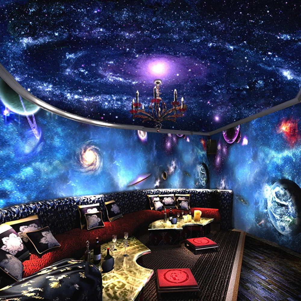 Internet Cafe Hotel Ktv Ceiling Children'S Room Bedroom Space Universe Wallpaper Theme 3D Star Ceiling Wall Internet Cafe Hotel Ktv Ceiling Children'S Room Bedroom Space Universe Wallpaper Theme 3D Star Ceiling Wall