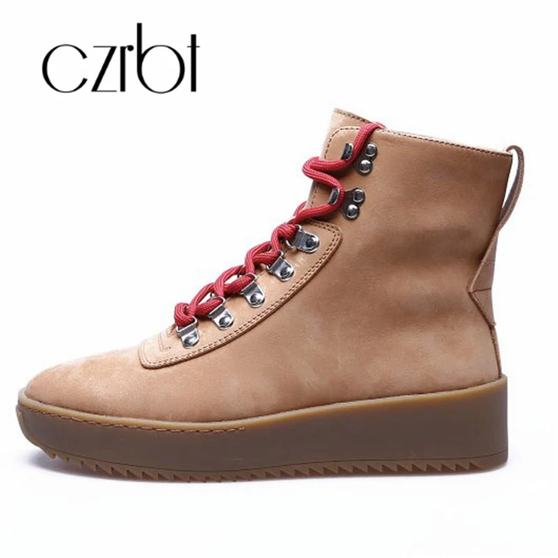 

CZRBT autumn winter women's shoes new hand-made leather leisure women's muffin thick bottom warm wear-resistant women's boots