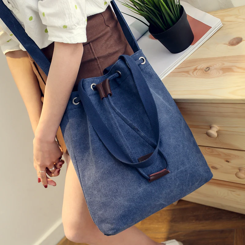 

Fashion Canvas Handbag Women Shoulder Bag Casual Bags Large Capacity Solid Color Handbags LT88
