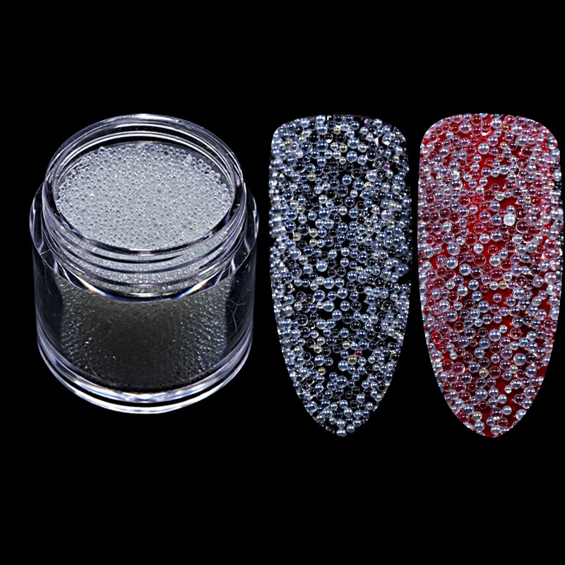 F Nehtové zátky prášek 0,6-0,8mm 15g / jar Clear AB Kaviár Mini Glitter Korálky Manikúry Nail Art Glitter Decoration DIY Nail Art