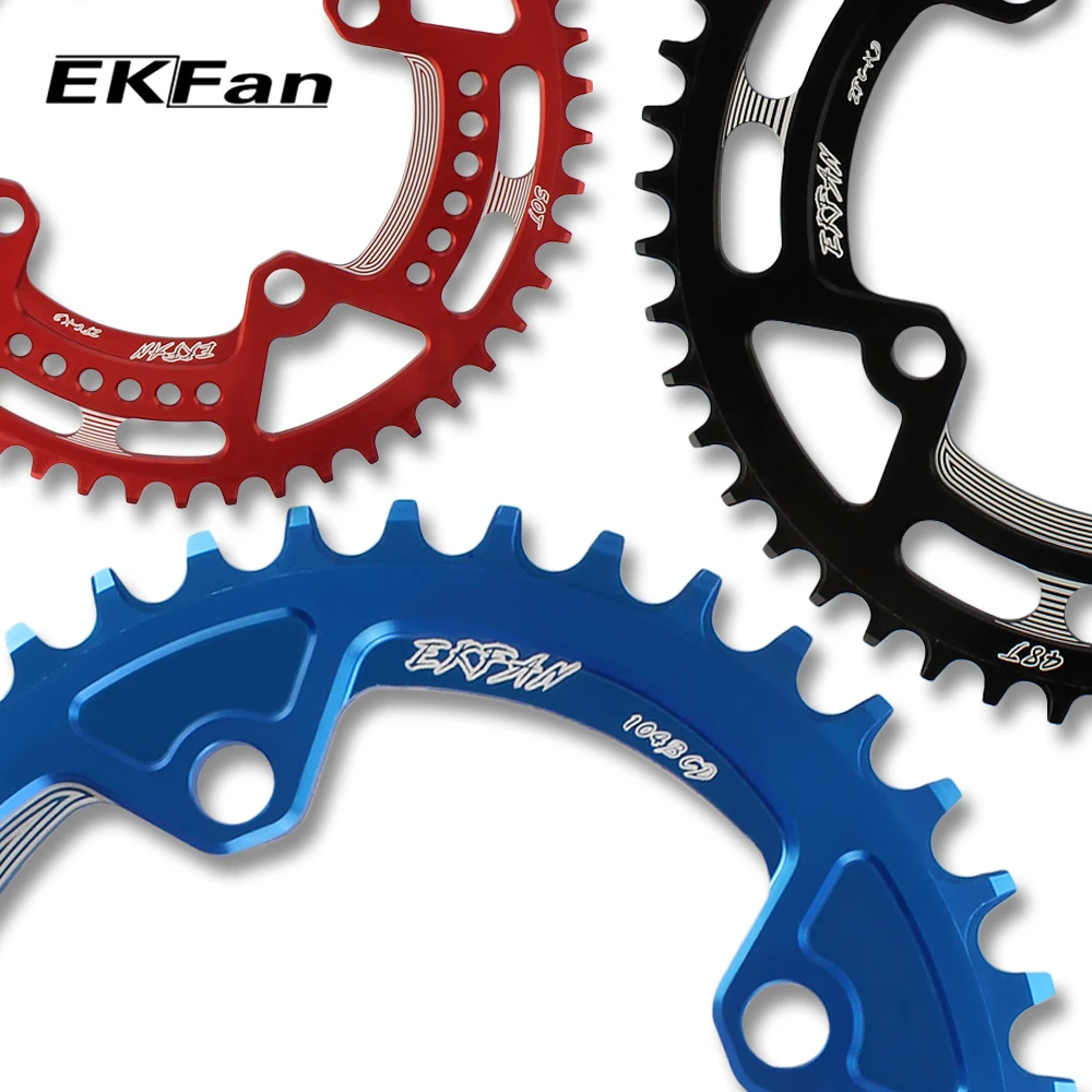 EKFan 38T/40T/42T/44T/46T/48T/50T/52T круглая велосипедная цепь 7075 T6 MTB кривошипная система
