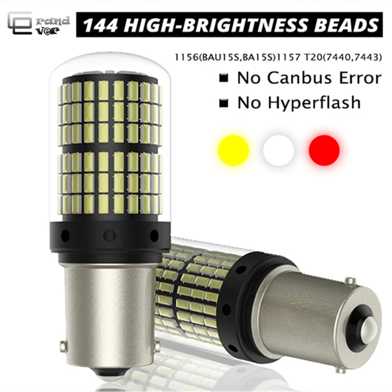 

1PCS T20 LED 7440 W21W W21/5W led Bulbs 144smd CanBus 1156 P21W LED BA15S PY21W BAU15S 1157 BAY15D lamp For Turn Signal Light