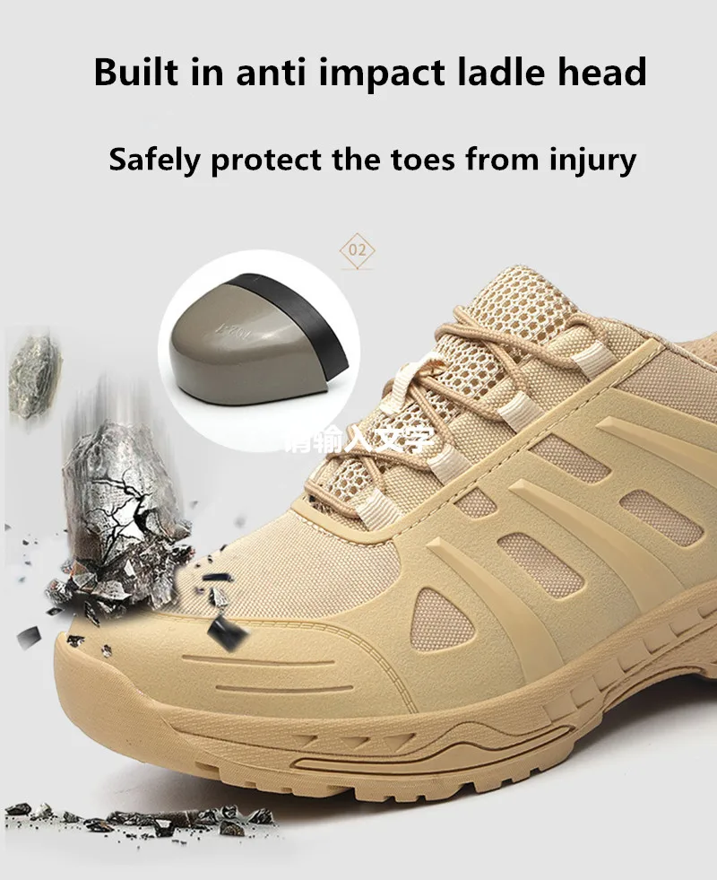2 Breathable Mesh Safety Shoes Men Light Sneaker Indestructible Steel Toe Soft Anti-piercing Work Boots