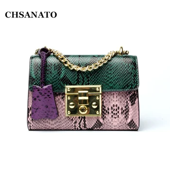 

CHSANATO Snake Pattern Luxury Small Metal Chain Bag High Quality Crossbody Bags Women Leather Shoulder Bag