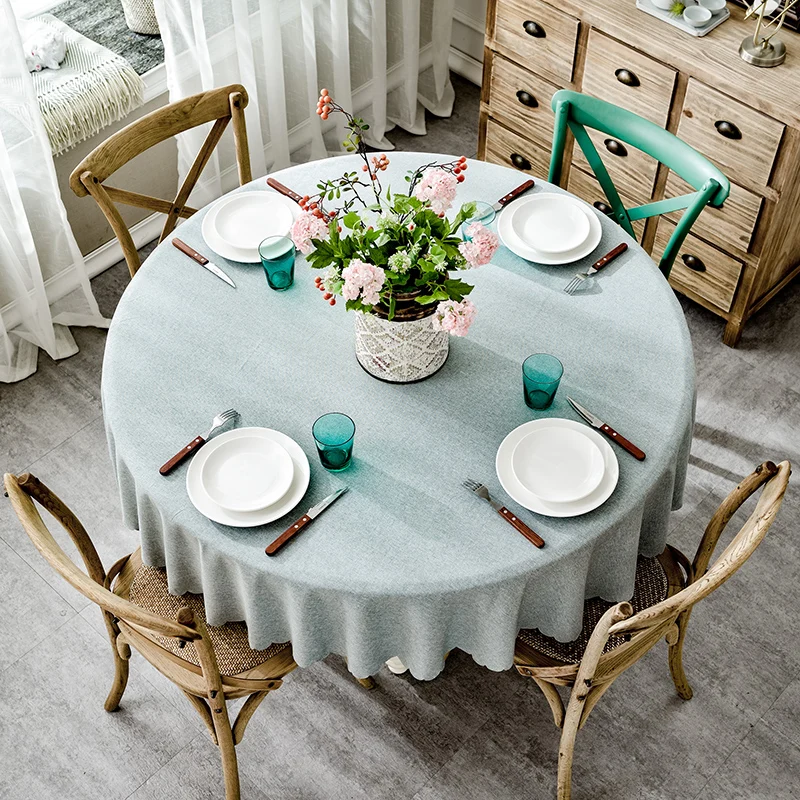  RZCortinas Table Cover Round Wedding Party Hotel Table Cloth Cotton Linen Nordic Solid Tablecloths 