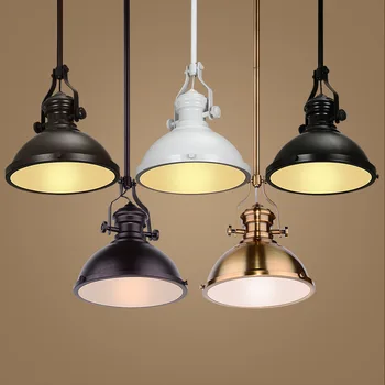 

HAIXIANG American retro industrial style living room bedroom restaurant lighting black iron pot cover Pendant Lights LED E27