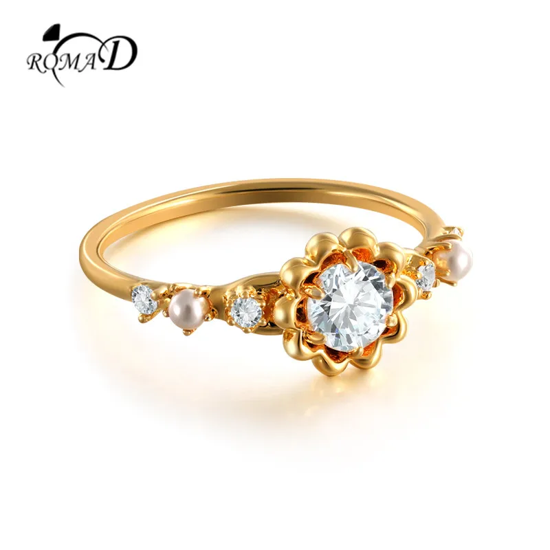 

Romad Gold Color and Charming Crystal Fashion Jewelry Rings Wedding Engagement and Party Rings for Women