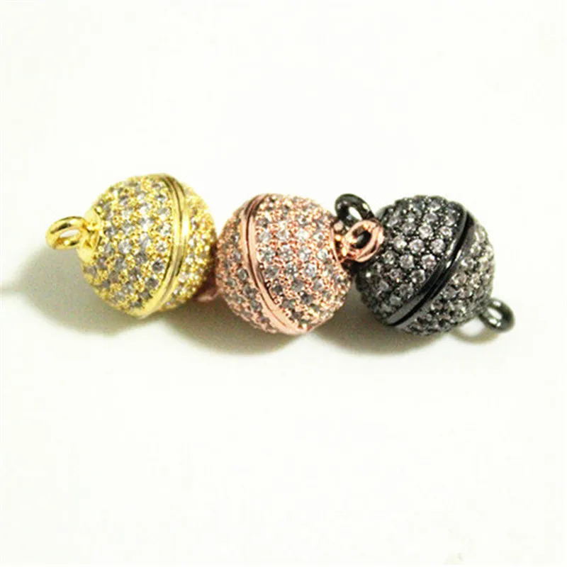1pcs Gold Pave Zircon Ball Clasps ,Gold Ball Beads Clasps, 10mm Top Quality Free
