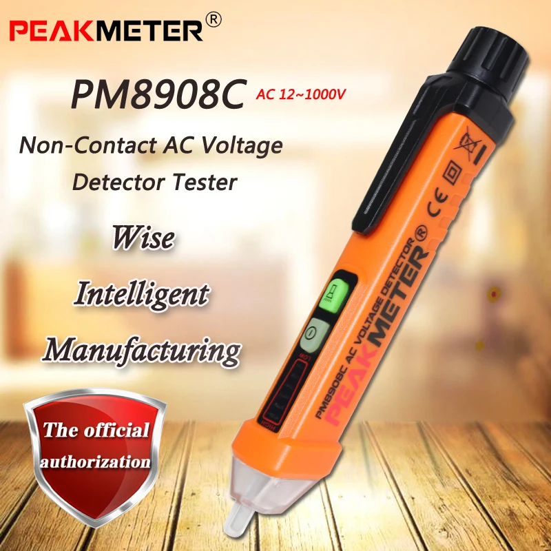 PEAKMETER PM8908C Non Contact AC Voltage Detector Tester, 12V1000V AC