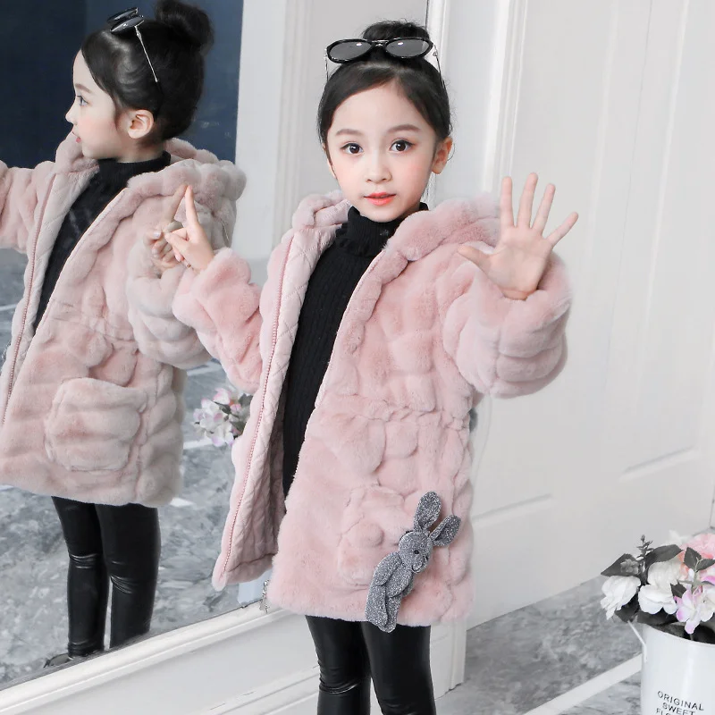 

New Winter coat Children Mink Fur Coat Jacket Boy Girl Warm Baby Hair Thickness Girls Jacket Children's Windbreakers