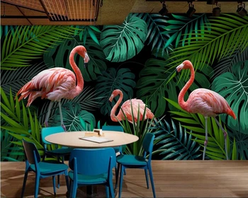 

Hand painted tropical rain forest flamingo 3d wallpaper,living room tv sofa wall bedroom bar custom murals papel de parede