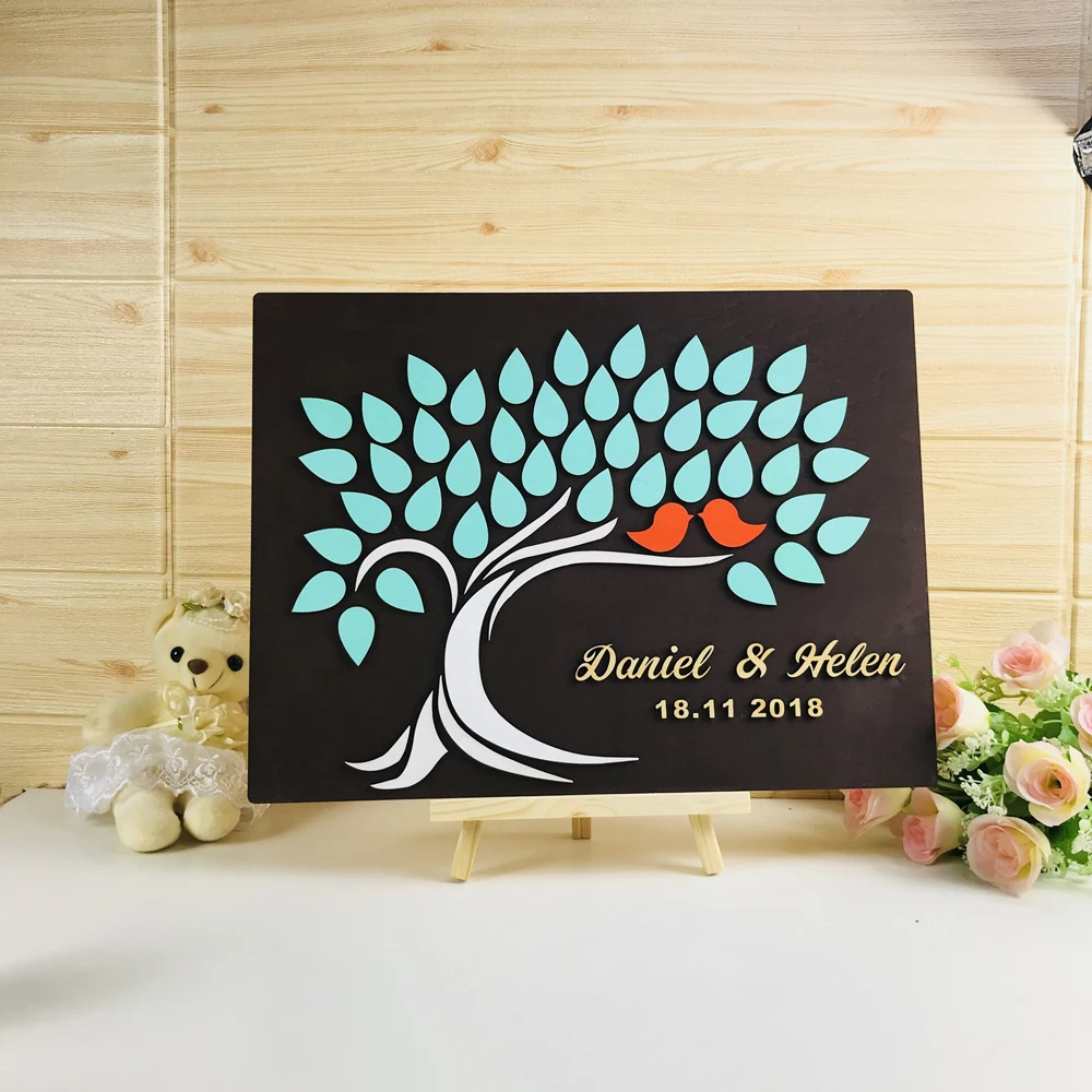 3D Tree Custom Wedding Wooden Guest Book ,Custom Name & Date,Wedding Decor Unique Wedding Guest Book, Tree Of Life Wedding Gift (5)