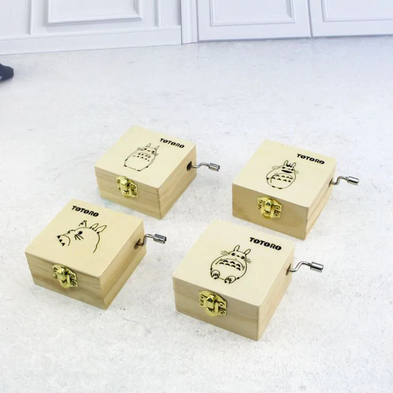 

Wooden Totoro Cartoon Hand Crank Music Box DIY Wedding Birthday Christmas Gifts Old Musical Notes Style Music Box For Kids Gifts