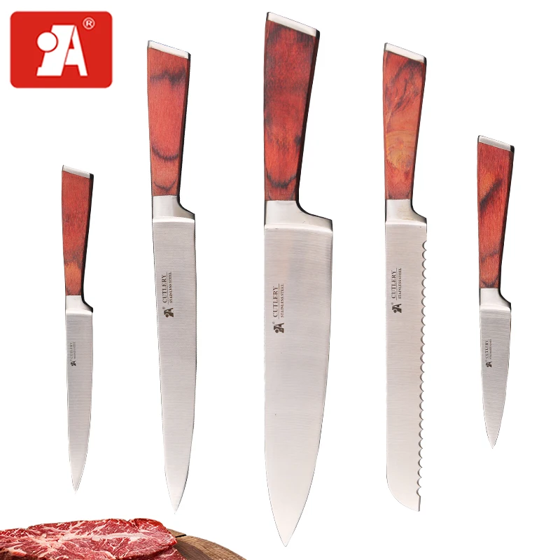 A BRAND Kitchen knife Slicing Meat Cutting High Carbon Stainless Steel Chef Knives Wood Handle Bread Vegetable Sharp Blade Knife