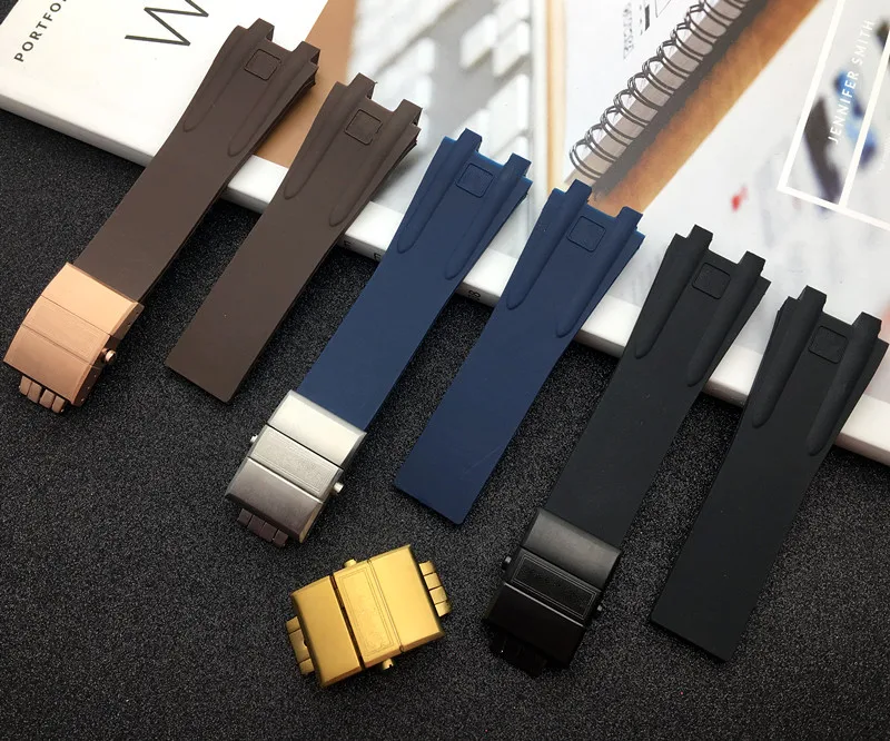 

Top quality Black Blue Brown silicone Rubber Watchband Buckle Watch Band for Ulysse Nardin strap EXECUTIVE 243 26mm Man tool