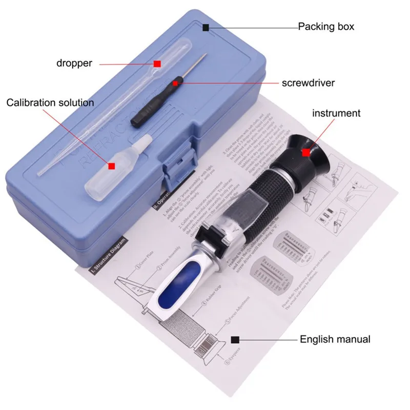 1 Набор, разведение пчел для ручной рефрактометр, инструменты для пчеловодства, диапазон измерения мёда 0-32%, рефрактометр с сахарной призмой