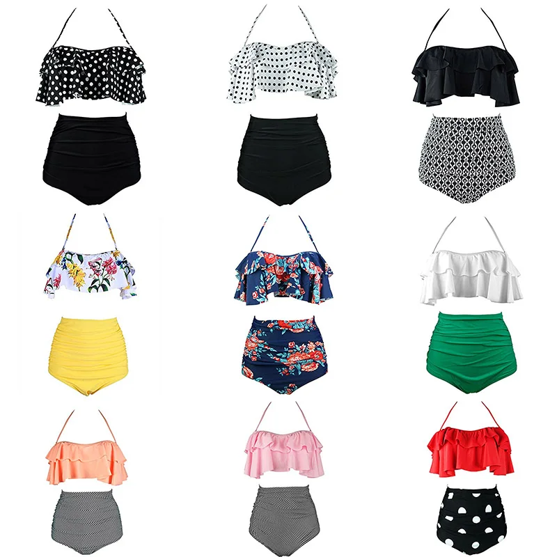 2017 New Bikinis Women Swimsuit High Waist Bathing Suit Plus Size Swimwear Push Up Bikini Set