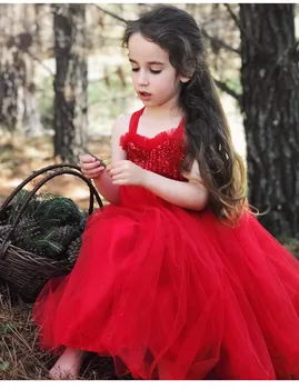 

Princess Children's Baby Fancy Wedding Dress Sleeveless Sequin Party Dress Girl Summer Dress