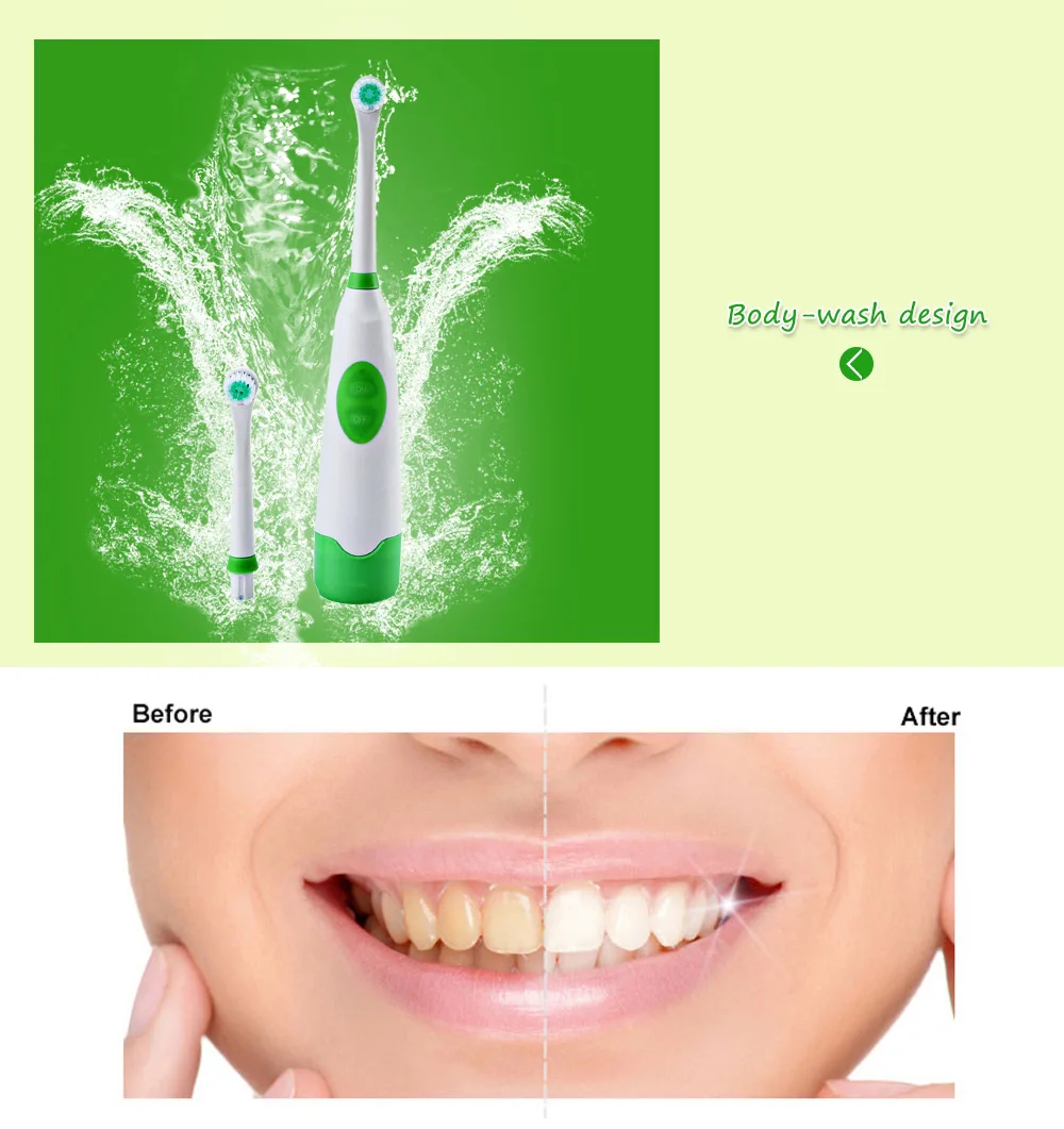 Electric Oral Hygiene Dental Care Toothbrush with 2 Brush Heads