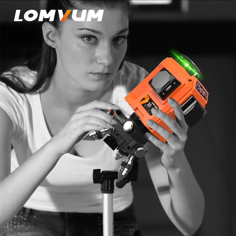 LOMVUM лазерный уровень 3D 12 линий 360 Поворотный зеленый нивелир Красный