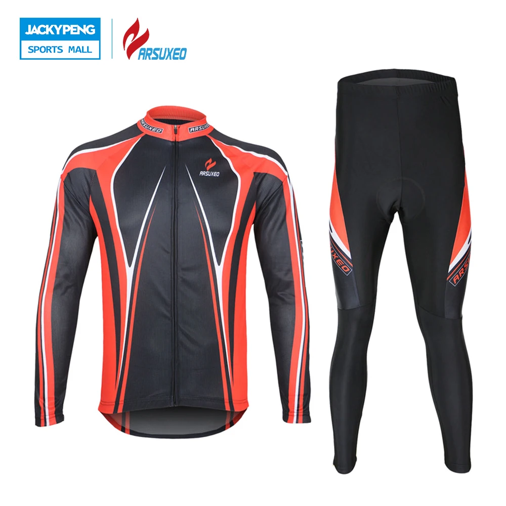 

ARSUXEO Men's Cycling Jersey + Tights Pants 3D Coolmax Padded Breathable Long Sleeve Road Bike Bicycle Jersey Clothing Sets