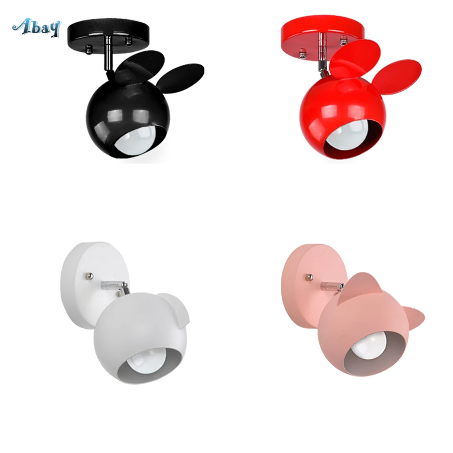 

Children Room Decoration Wall Lamp Creative Colorful Mickey Light for Bedside Living Room Led Wall Sconces Lighting Fixtures E27