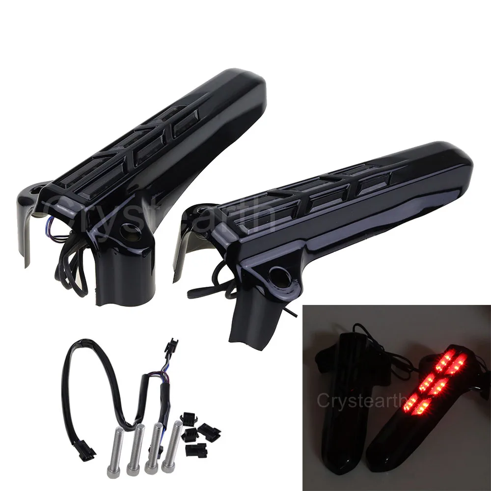 

For Harley Touring FLHR FLHX FLHT 2014-2017 2015 2016 Motorcycle Fork Leg Covers Front Lower Fork Leg Covers Red Light