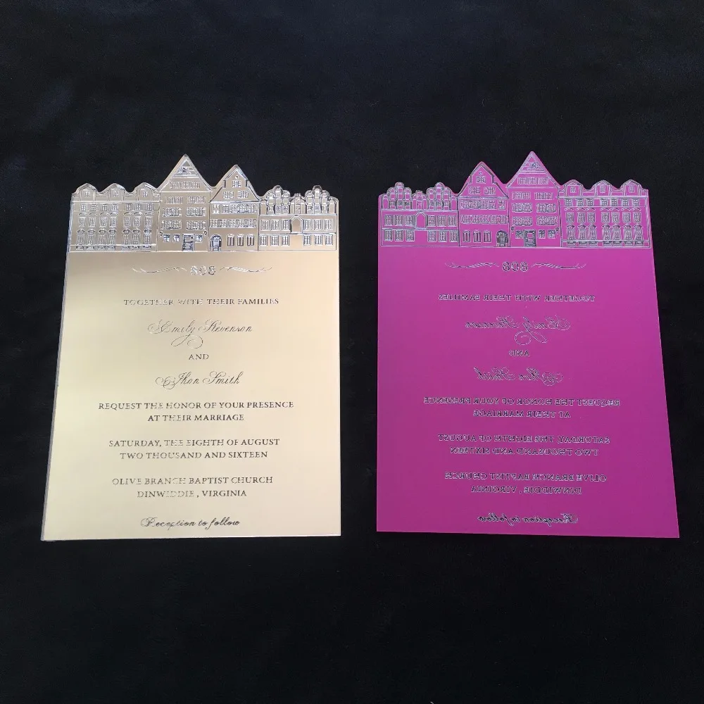  Customized A5 size 148X210mm Laser Engraved Letters Silver Mirror acrylic wedding invitation card 1 - 32839434095