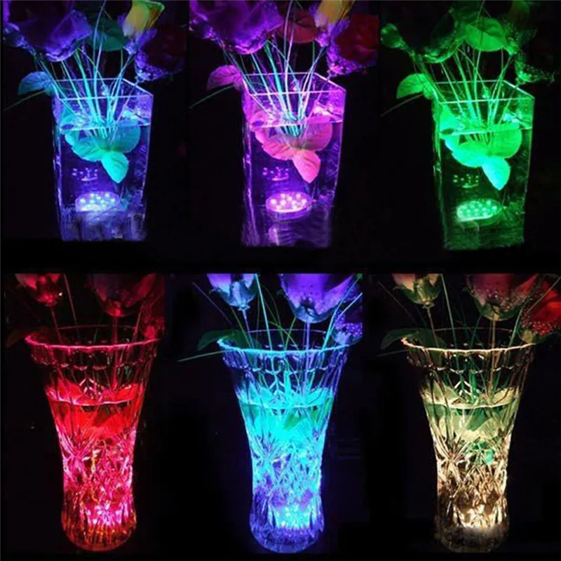¡Luces De Nvidad párr Exterior! 12 unids/lote 3AAA pilas sumergible Multicolors RGB LED bajo luz Base W/Remote ¡Luces De Nvidad párr Exterior! 12 unids/lote 3AAA pilas sumergible Multicolors RGB LED bajo luz Base W/Remote