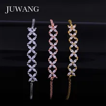 JUWANG Цветочный браслет для женщин и девочек AAA кубический циркон регулируемый браслет и браслет модные ювелирные изделия подарок