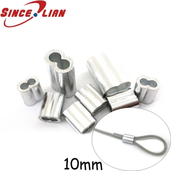 

10pc Diameter 10mm M10 3/8' Sleeves Aluminium Ties Double Hole for Crimping Wire Rope Aluminium Oval Double Hole