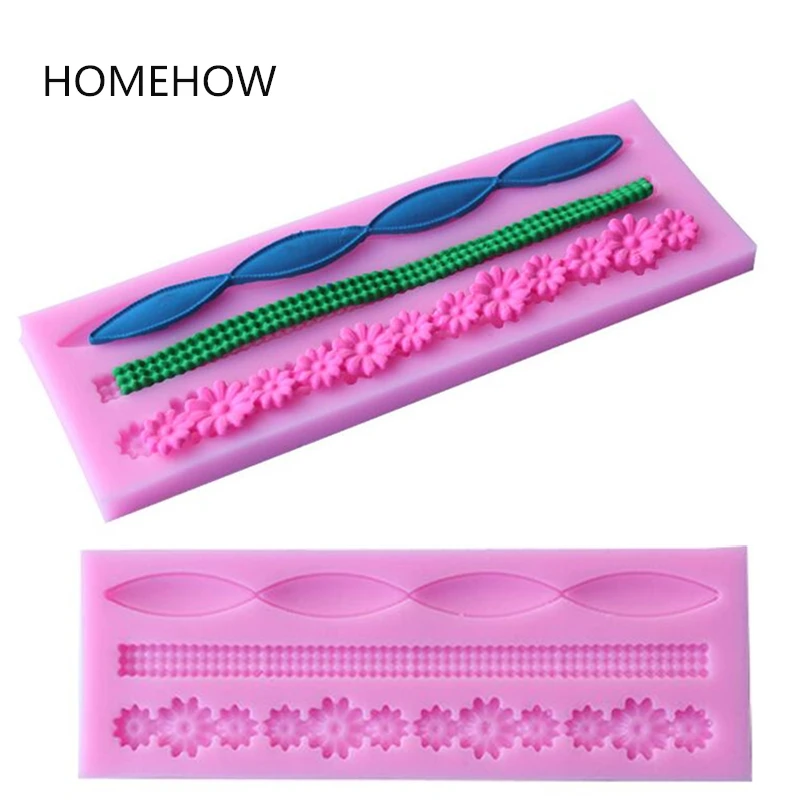 

1PC/Lot Cake Edge Silicone Mold Long Rope 3 Design Cake Mold 15.3*5.3*0.8 cm Chocolate Candy Cake Border Decorative Fondant Mold