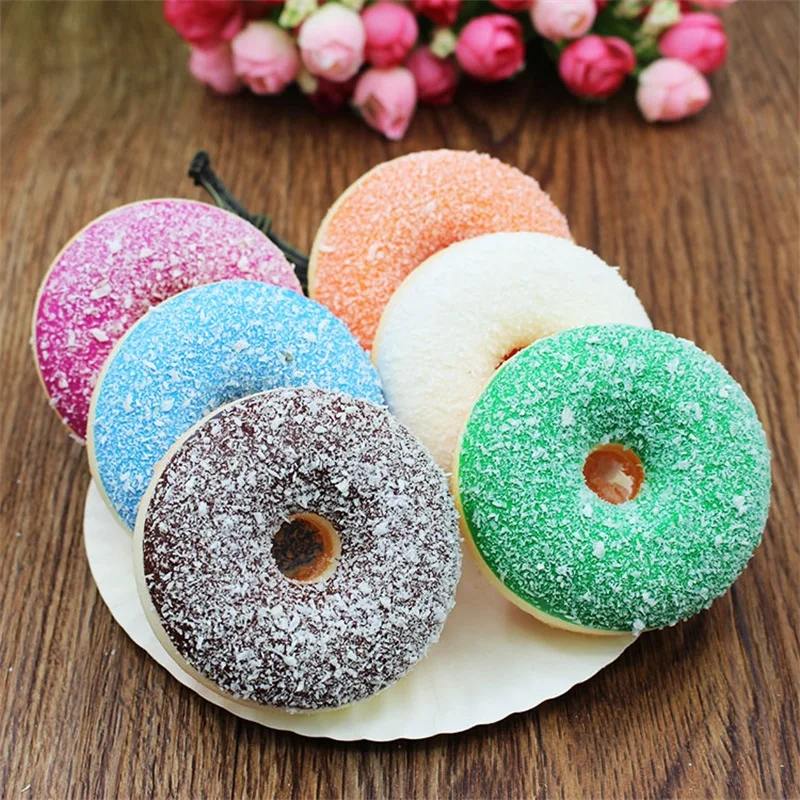 

6pc Artificial Fake Bread Donuts Doughnuts Simulation Model Ornaments Cake Decoration Toys Children Pretend Play Kitchen Toys