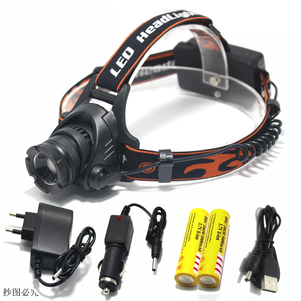 3800Lm CREE L2 U2 LED Zoom Zoomable Waterproof Headlamp Headlight Head lamp Light 18650 battery EU