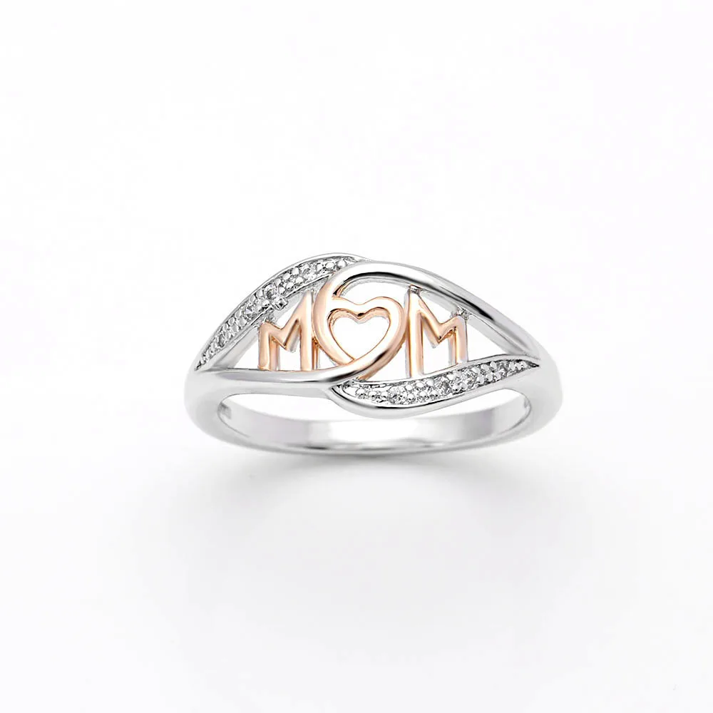 Женские кольца Hainon Love Mom розовое золото модное блестящее кольцо с фианитом