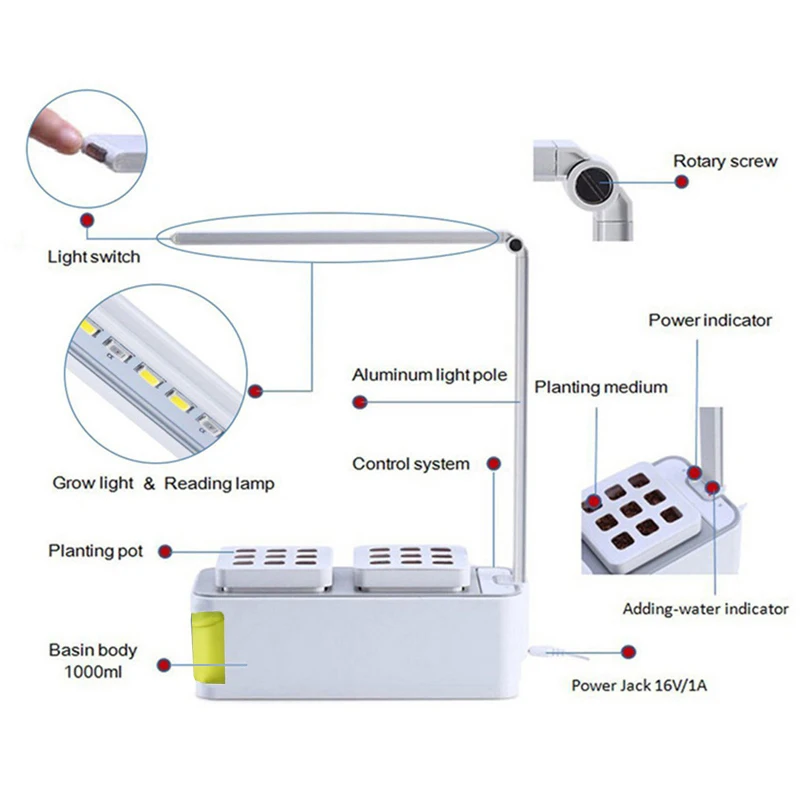 Умный травяной садовый набор, светодиодный светильник для выращивания гидропоники, многофункциональная настольная лампа, садовые растения, цветок, гидропоника, шатер для выращивания, коробка