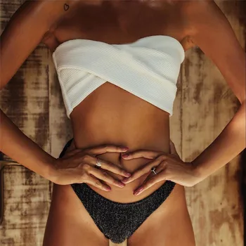 

2019 New Arrival two-pieces Bikini Set Women Split Swimsuit Push-Up Strapless Bra Beach Swimwear Beachwear #0118 A#487