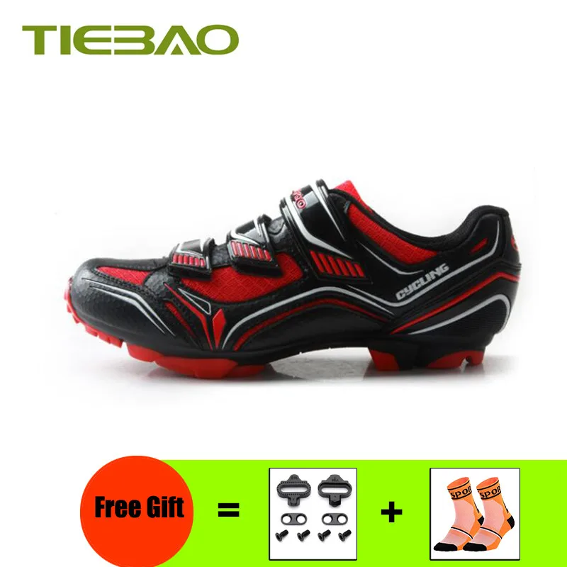 Tiebao men mountain bike cycling sapatilha ciclismo mtb spd pedals shoes Breathable Self-locking bicycle riding ciclismo shoes - Цвет: Cleats with 1522 R