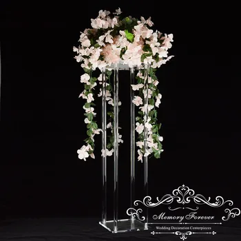 

Latest Wedding Decoration Table Centerpiece Acrylic Clear Flower Stand Tall Pillar Geometric Columns