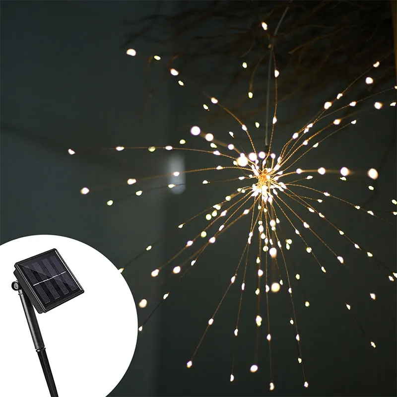 Solar Powered Hanging Starburst String Light Two styles 200 Leds DIY Copper/Silver Wire Fairy Christmas Decoration Twinkle Lamp