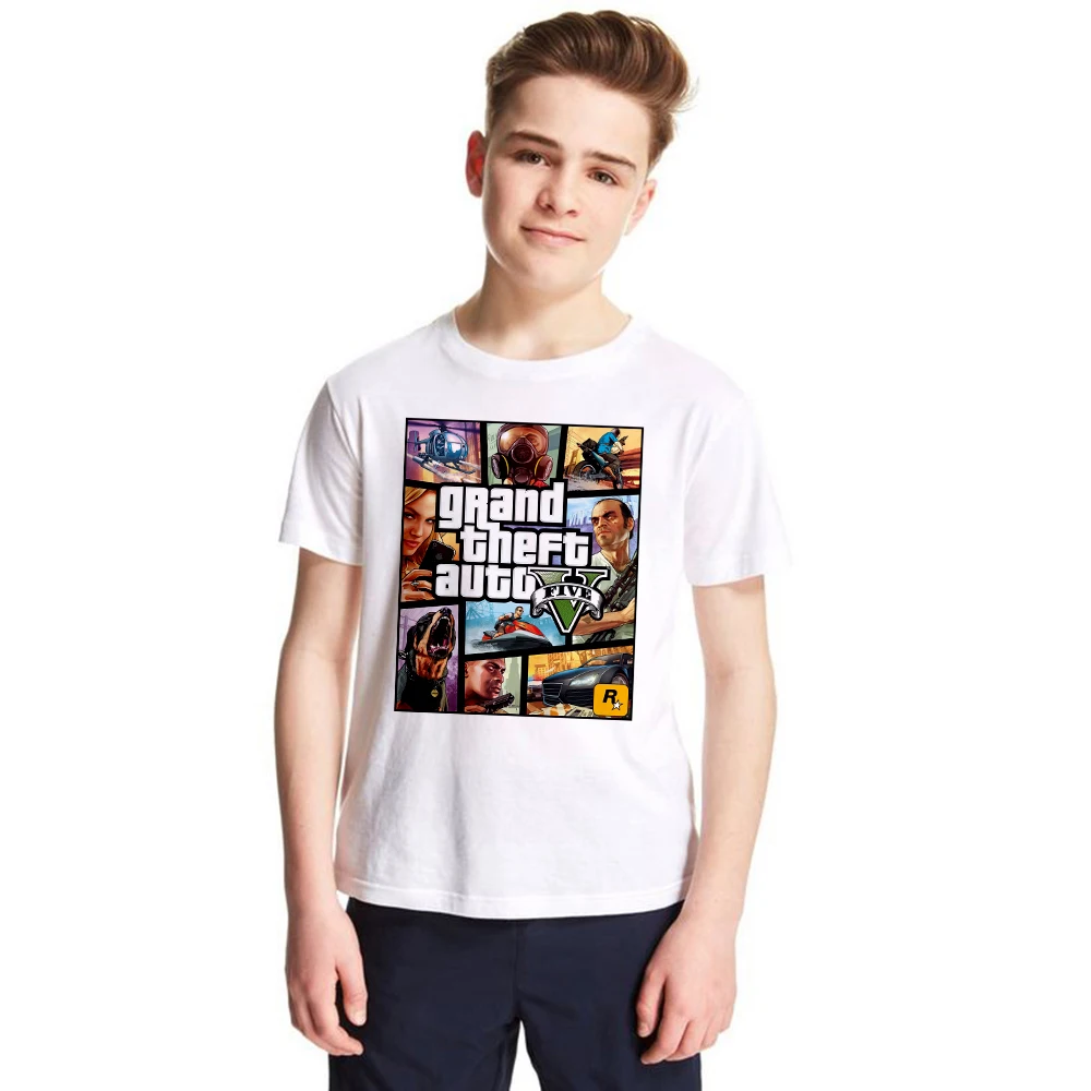 

2018 New Fashion Gta V Kids T Shirt Children Game Cool T-shirt Boys Girls Summer Tops Tees Grand Theft Auto Tshirt Toddler Baby