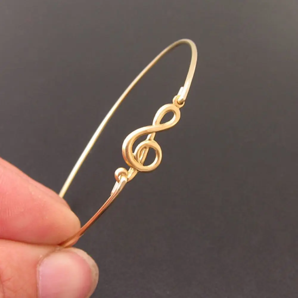 

Women Lady Elegant Music Symbol Bracelet Bangle Fashion High Quality Simple Gold Silver Color Bangle Jewelry Hot Gift