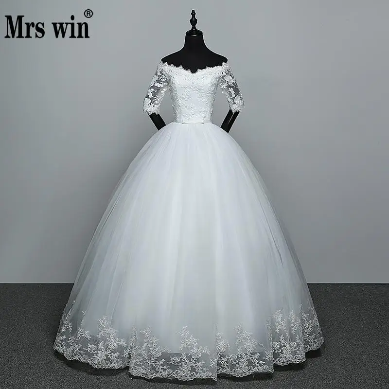 US $62.01 Wedding Dress 2021 New Arrival Flowers Butterfly Gelinlik Embroidery Lace Boat Neck Princess Wedding Gowns Vestidos De Novia
