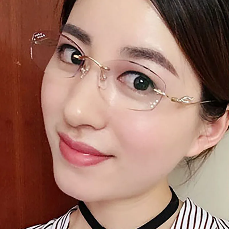 Strass Weibliche Frauen Qianj Presbyopie Purpurrot Kurzsichtige Für Rahmen Elegante Brillen Computer Spektakel 5wwZqO8B