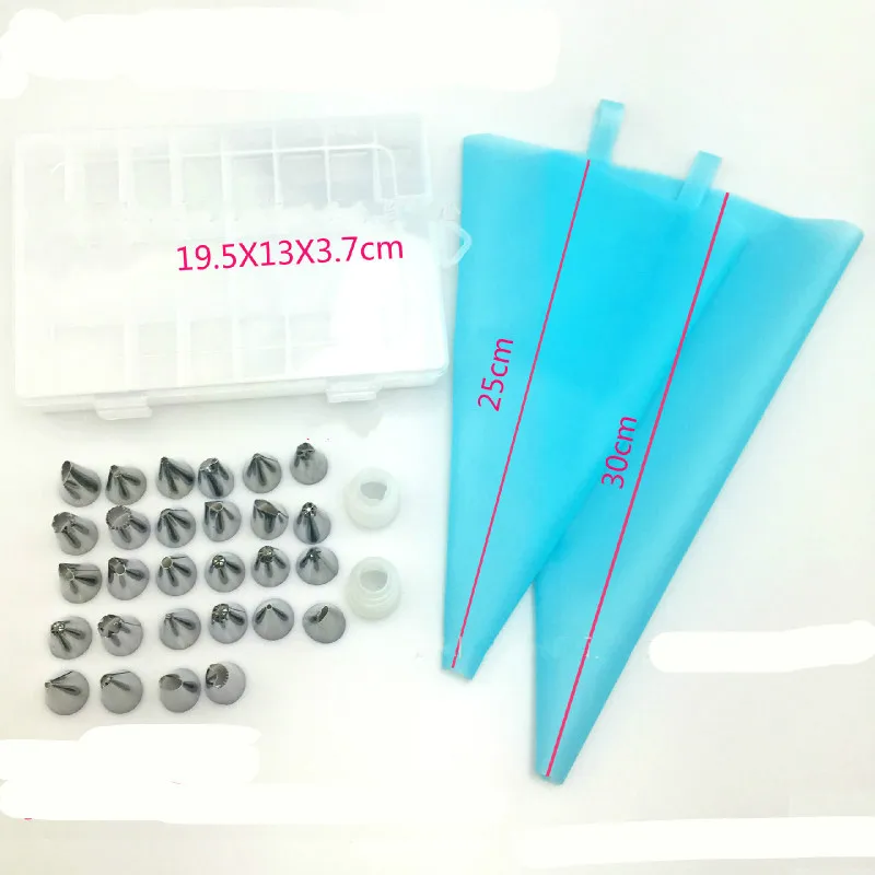 

32pc Cake Pastry Frosting Icing Baking Decorating Pipping Nozzles Tip Set Kit, Silicone Icing Piping Cream Pastry Bag 28 Nozzles