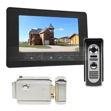 DIYSECUR Cerradura Eléctrica 7 inch Video Portero 1v1 Videoportero Cámara de INFRARROJOS de Visión Nocturna Al Aire Libre Negro