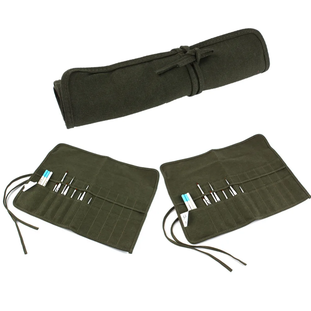 Durable Canvas Watercolor Oil Brush Storage Bags Roll Up Paint Brush