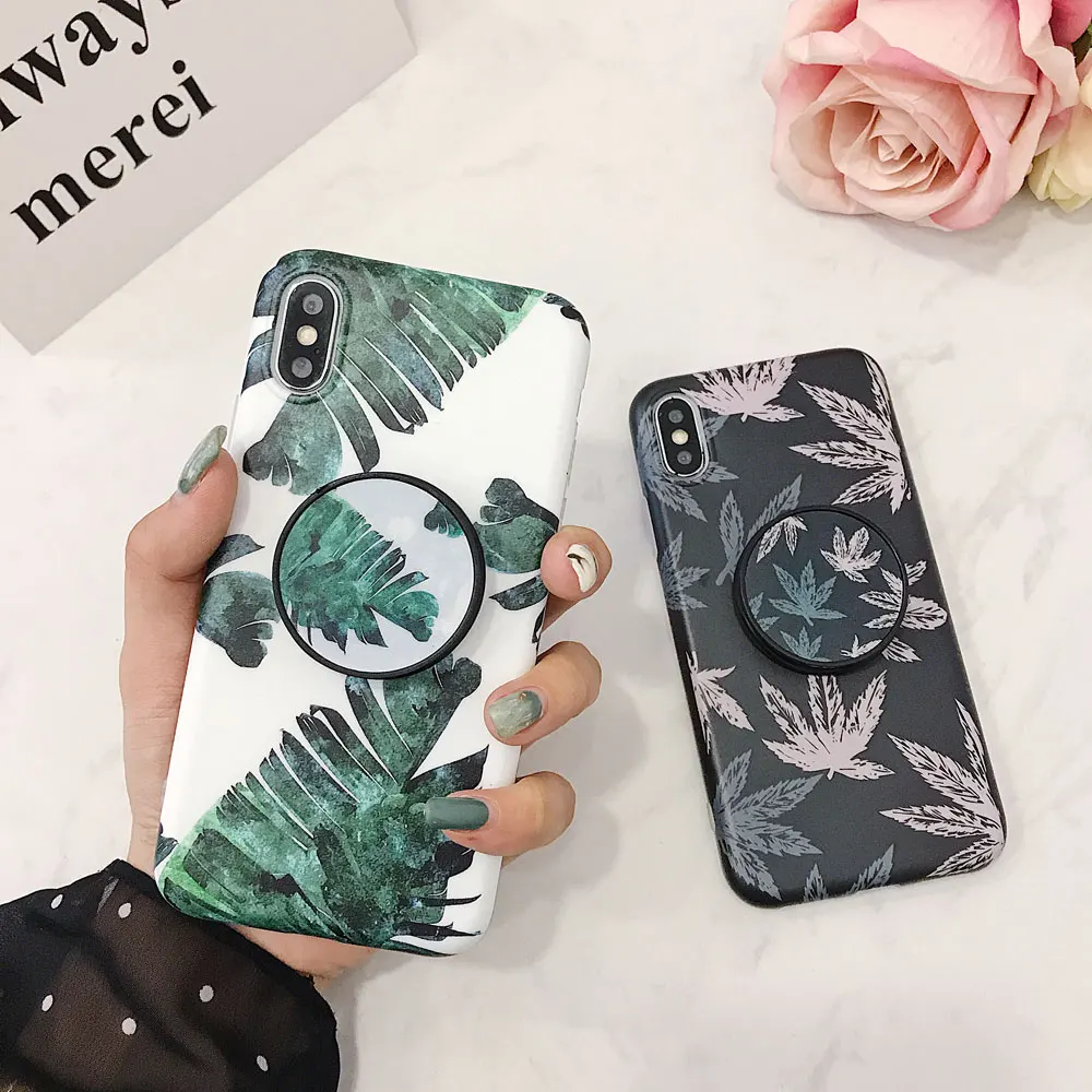

Splicing Summer Plants Flowers Phone Case For Iphone XS X XR XSMAX 8 7 6 PLUS Soft Silicone Grip Holder Covers For Iphone 8plus