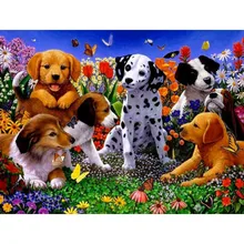 DUTEY 5D Diy Полная квадратная Алмазная вышивка "Семья милых собак" на заказ алмазная живопись животный мозаичный узор рукоделие Декор